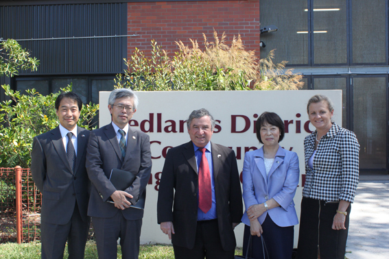 L to R: Mr Tetsuo Mizuno, CEO Australia-Japan Wildlife Conservation and Education Foundation, Mr Shinya Machida, Deputy Consul-General, CDSHS Principal Paul Bancroft, the Consul-General, Redland City Mayor, Karen Wiliams.