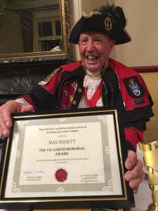 Redland City Town Crier Max Bissett with his Vic Garth Memorial Award