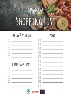 Waste Not Want Not shopping list