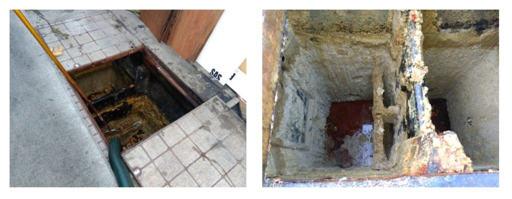 Fig 4Inspection shows build-up of solids reducing effectiveness of trap and reducing its life.