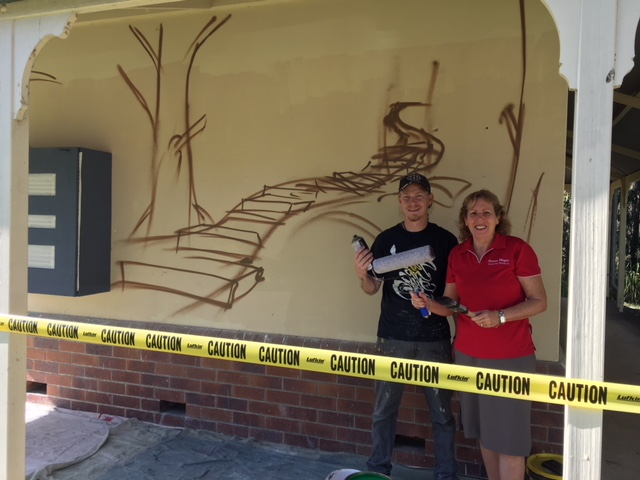 Artist Ben Stand with Cr Tracey Huges in design stage