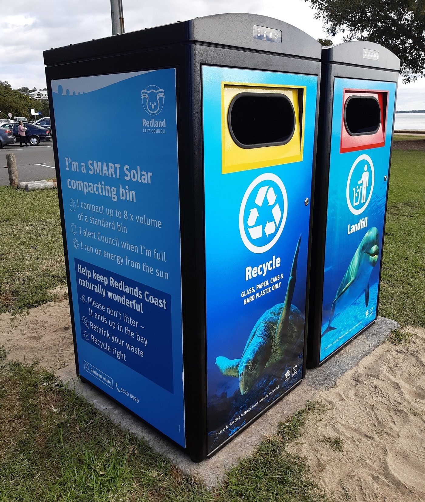 Council pilots smart solar compacting bins in popular reserve Redland City Council News
